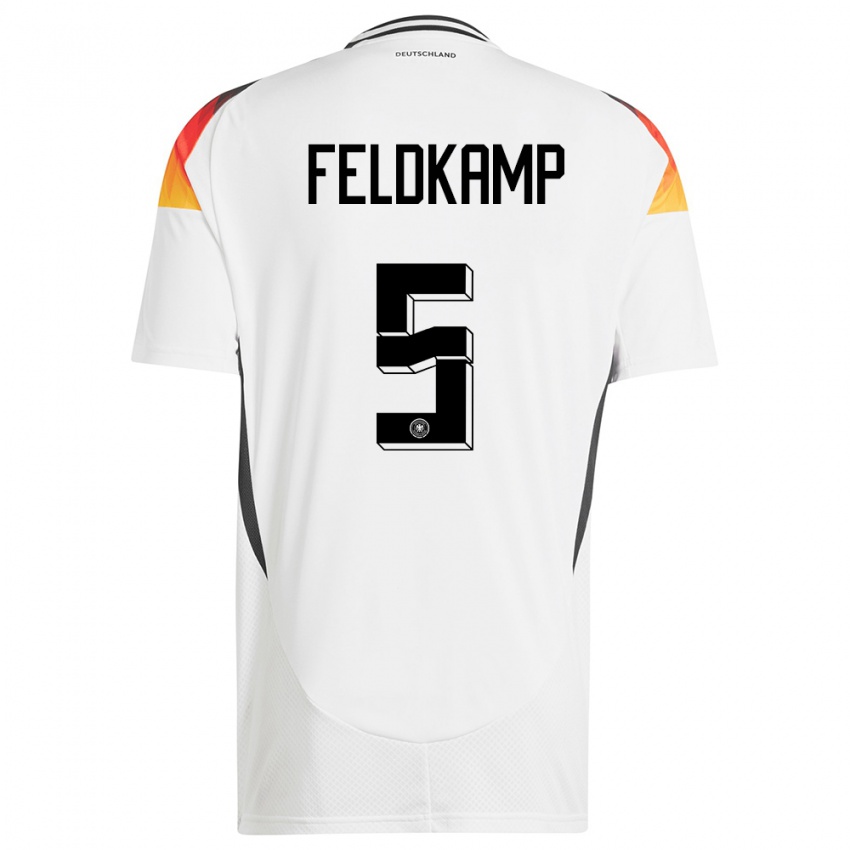Homem Camisola Alemanha Jana Feldkamp #5 Branco Principal 24-26 Camisa