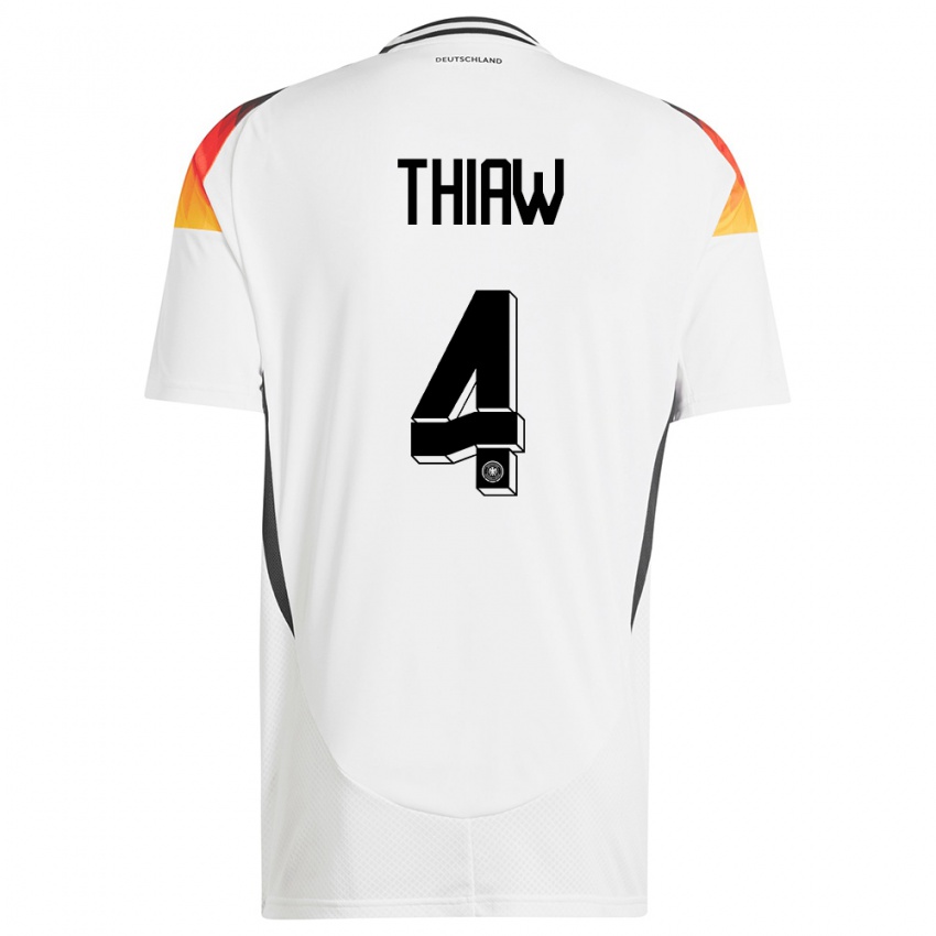 Homem Camisola Alemanha Malick Thiaw #4 Branco Principal 24-26 Camisa