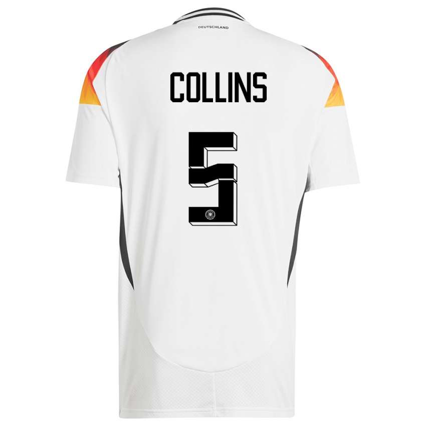Homem Camisola Alemanha Nnamdi Collins #5 Branco Principal 24-26 Camisa