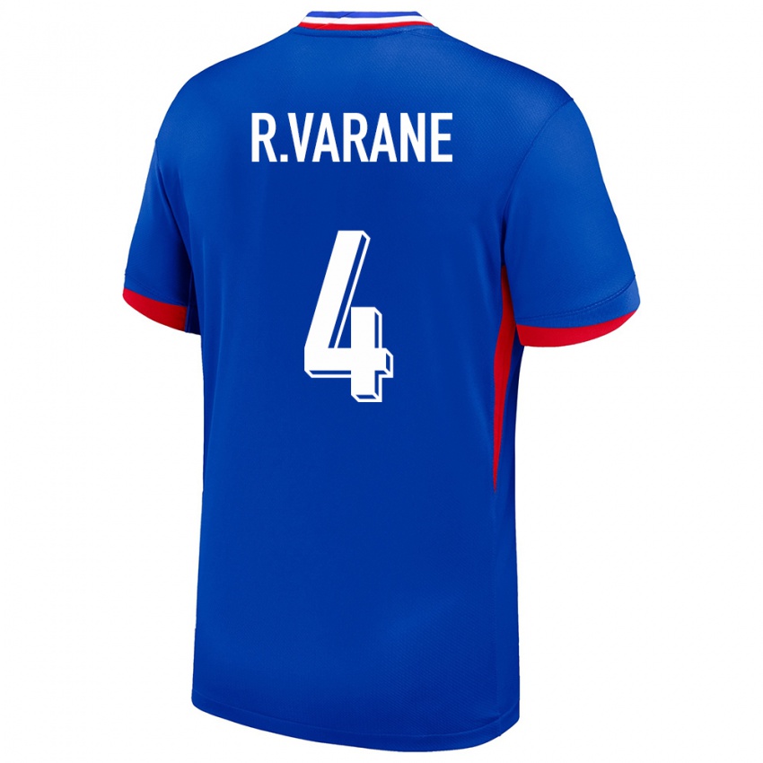 Homem Camisola França Raphael Varane #4 Azul Principal 24-26 Camisa