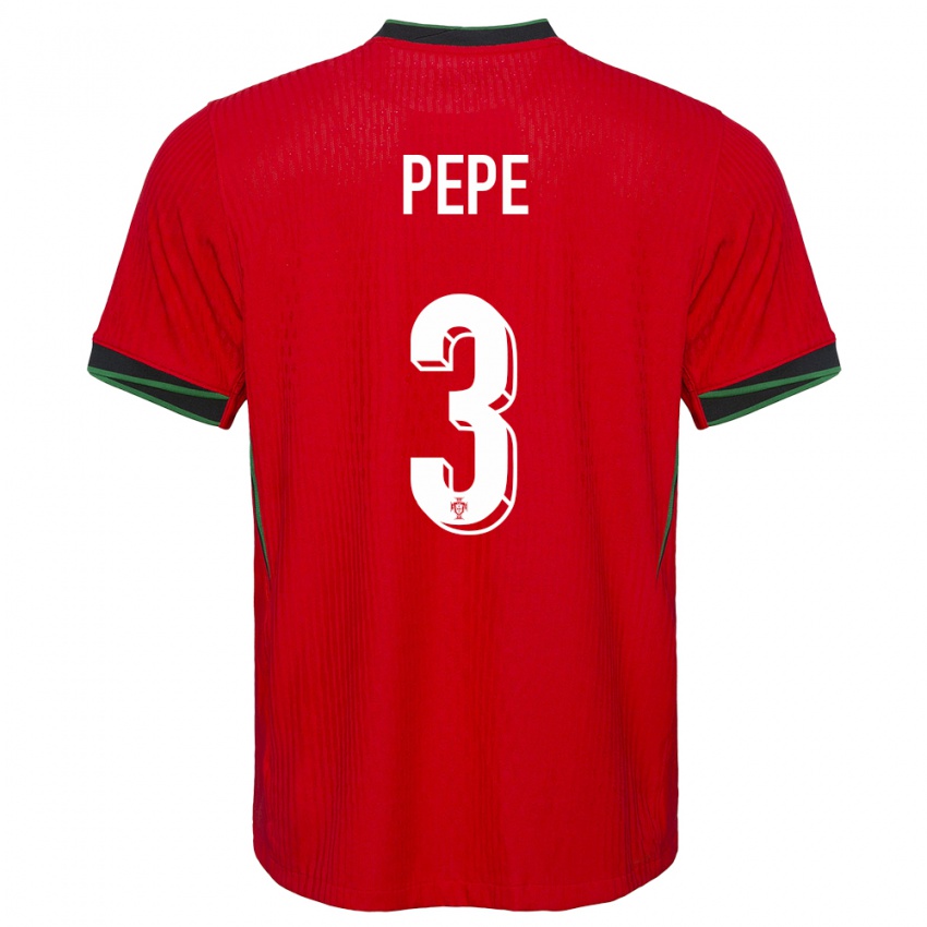 Homem Camisola Portugal Pepe #3 Vermelho Principal 24-26 Camisa