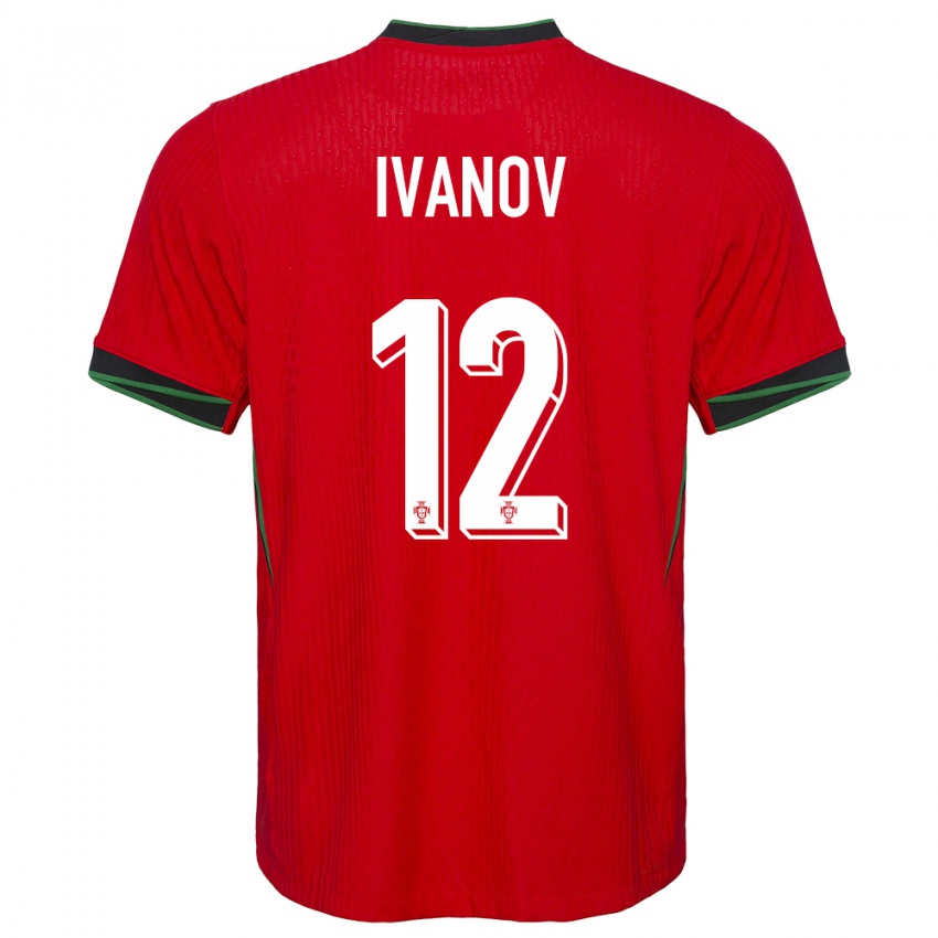 Homem Camisola Portugal David Ivanov #12 Vermelho Principal 24-26 Camisa
