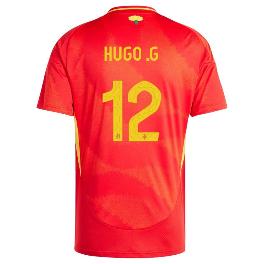 Homem Camisola Espanha Hugo Guillamon #12 Vermelho Principal 24-26 Camisa