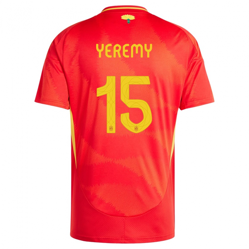 Homem Camisola Espanha Yeremy Pino #15 Vermelho Principal 24-26 Camisa