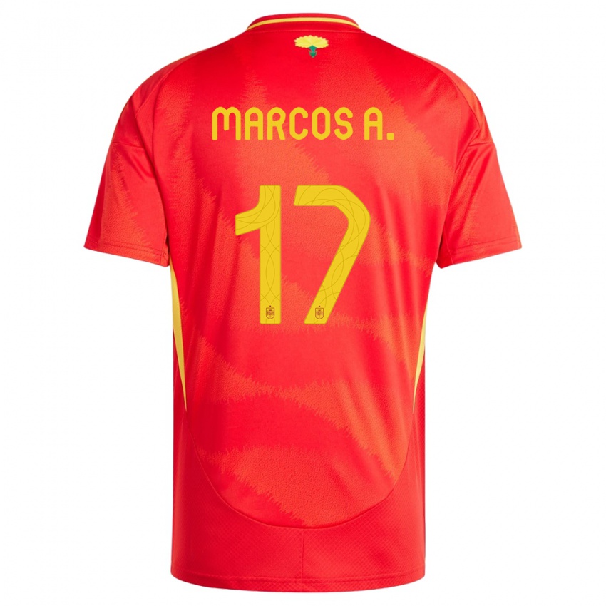 Homem Camisola Espanha Marcos Alonso #17 Vermelho Principal 24-26 Camisa