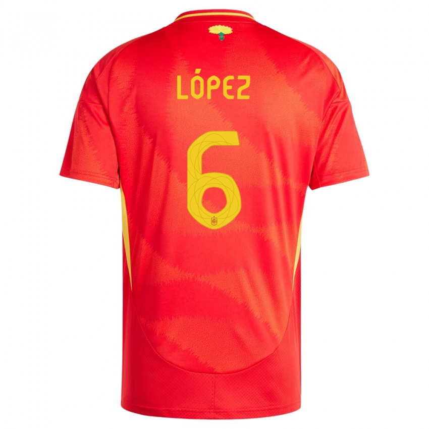 Homem Camisola Espanha Maitane Lopez #6 Vermelho Principal 24-26 Camisa