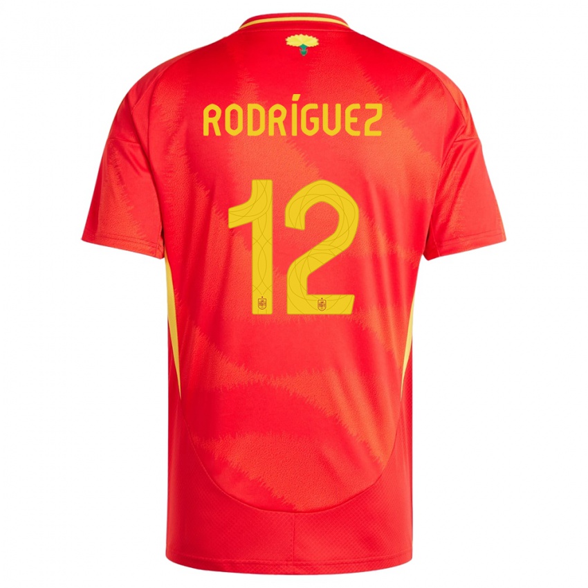 Homem Camisola Espanha Lucia Rodriguez #12 Vermelho Principal 24-26 Camisa