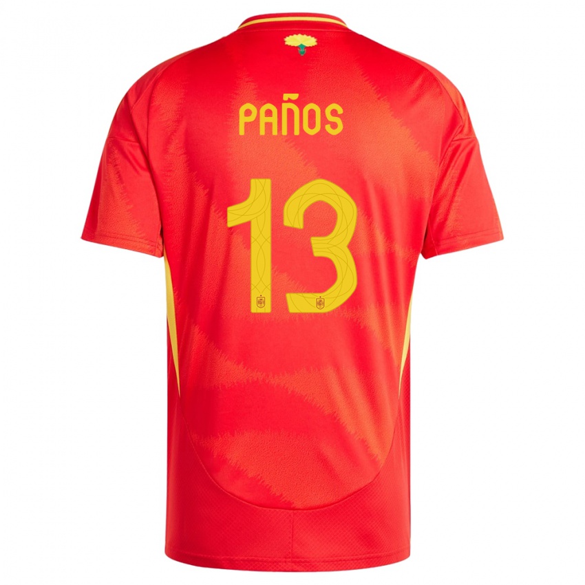 Homem Camisola Espanha Sandra Panos #13 Vermelho Principal 24-26 Camisa