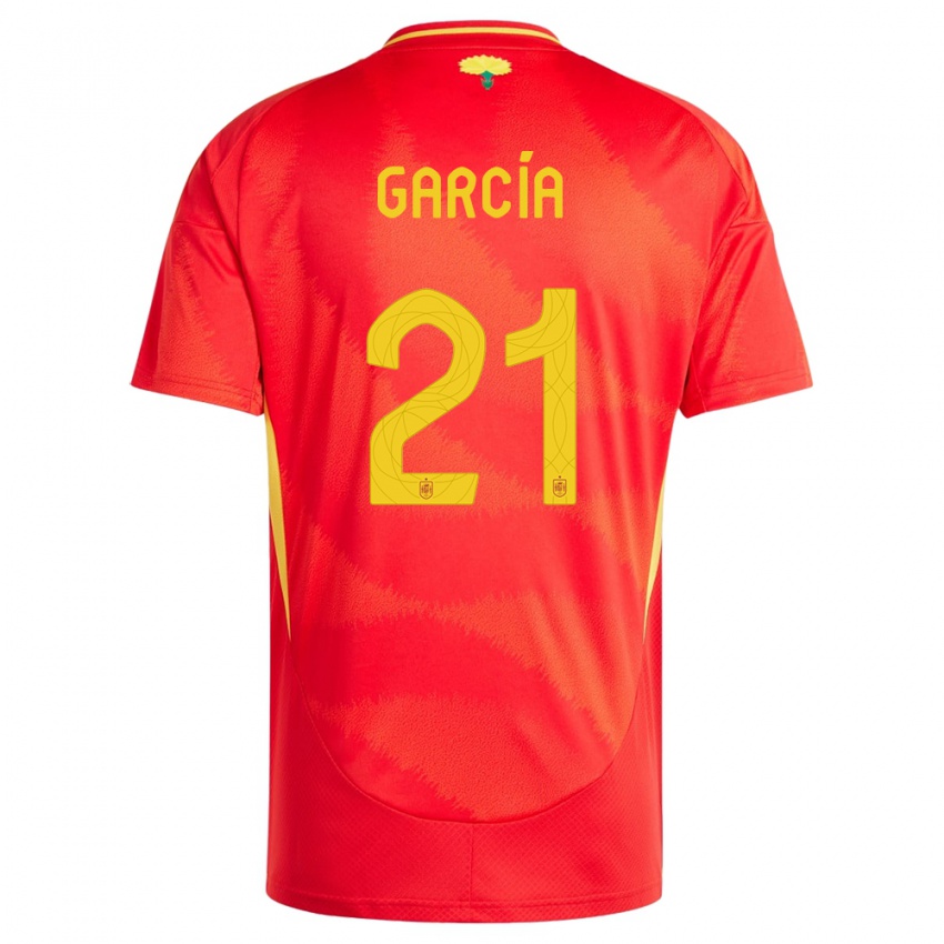 Homem Camisola Espanha Sheila Garcia #21 Vermelho Principal 24-26 Camisa