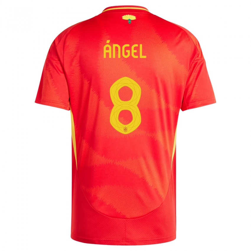 Homem Camisola Espanha Manuel Angel #8 Vermelho Principal 24-26 Camisa