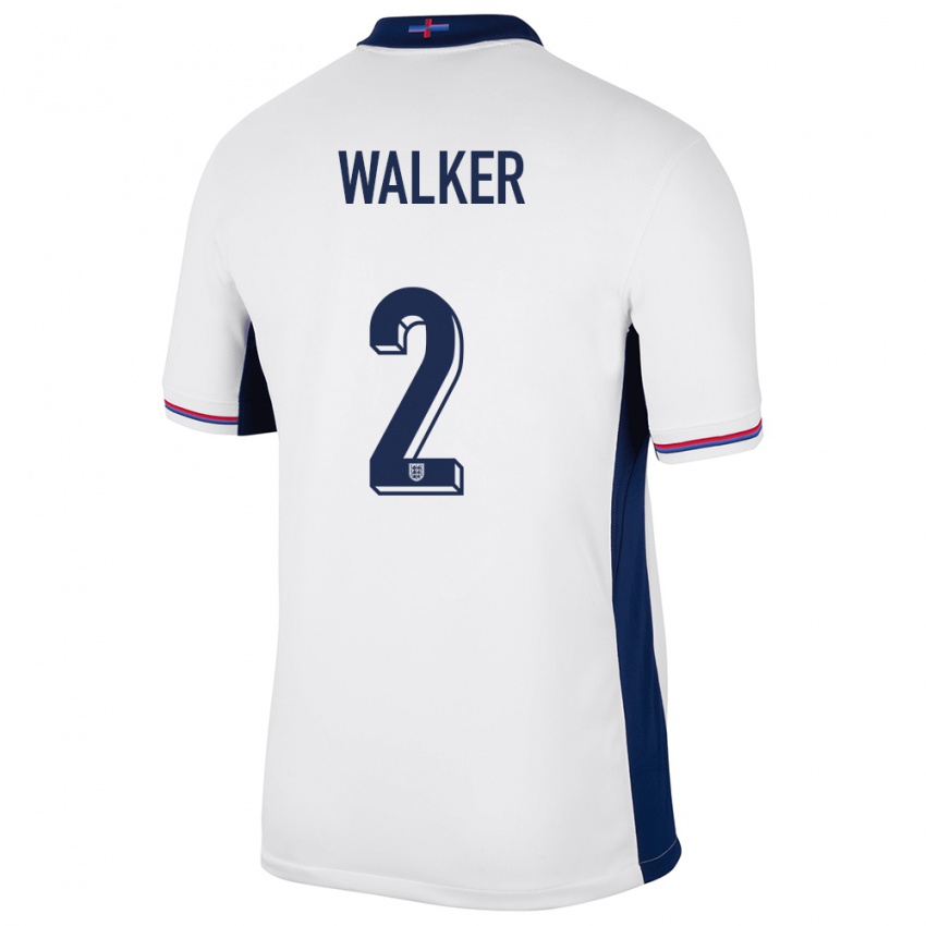 Homem Camisola Inglaterra Kyle Walker #2 Branco Principal 24-26 Camisa