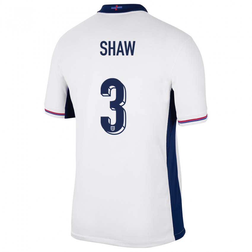 Homem Camisola Inglaterra Luke Shaw #3 Branco Principal 24-26 Camisa