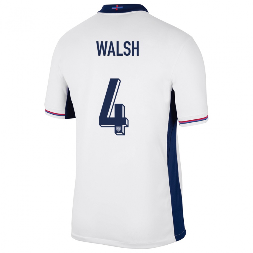 Homem Camisola Inglaterra Keira Walsh #4 Branco Principal 24-26 Camisa