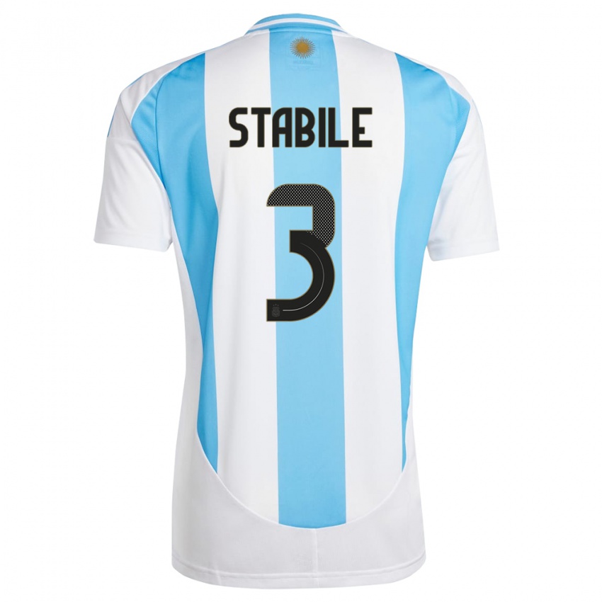 Homem Camisola Argentina Eliana Stabile #3 Branco Azul Principal 24-26 Camisa