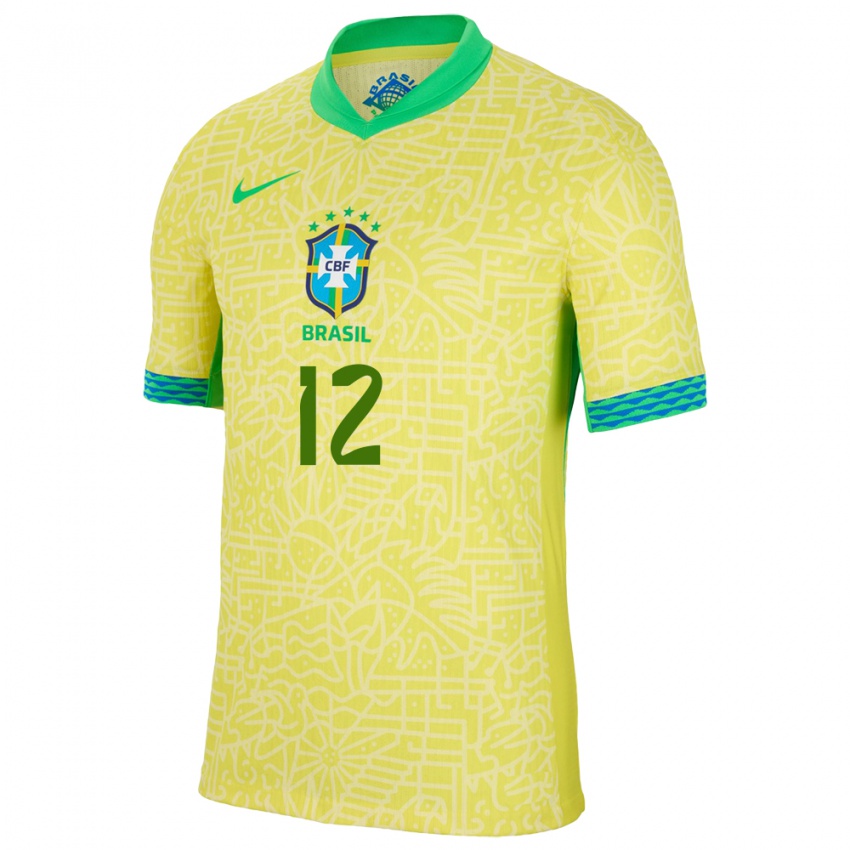 Homem Camisola Brasil Leticia #12 Amarelo Principal 24-26 Camisa