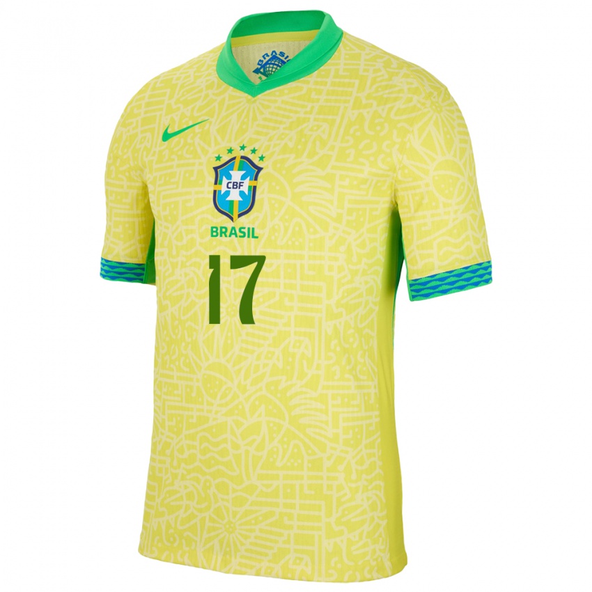 Homem Camisola Brasil Ary Borges #17 Amarelo Principal 24-26 Camisa