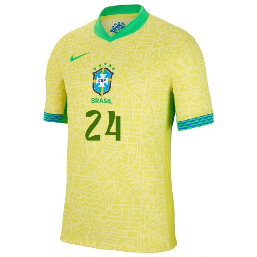 Homem Camisola Brasil Roberto Firmino #24 Amarelo Principal 24-26 Camisa
