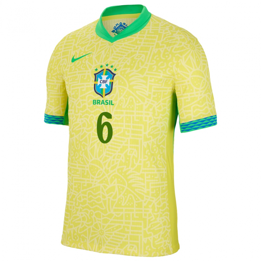 Homem Camisola Brasil Alex Sandro #6 Amarelo Principal 24-26 Camisa
