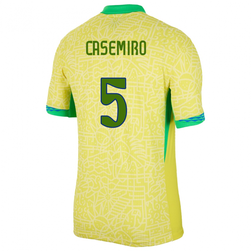 Homem Camisola Brasil Casemiro #5 Amarelo Principal 24-26 Camisa