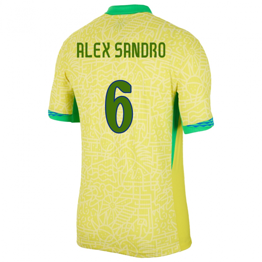 Homem Camisola Brasil Alex Sandro #6 Amarelo Principal 24-26 Camisa