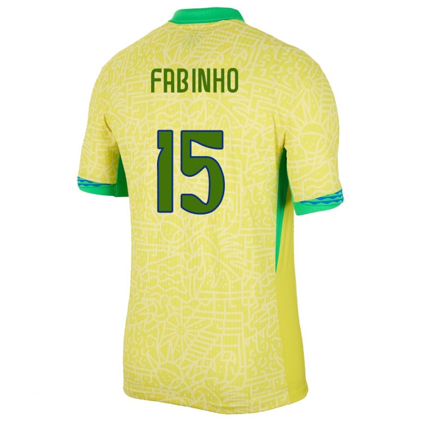 Homem Camisola Brasil Fabinho #15 Amarelo Principal 24-26 Camisa