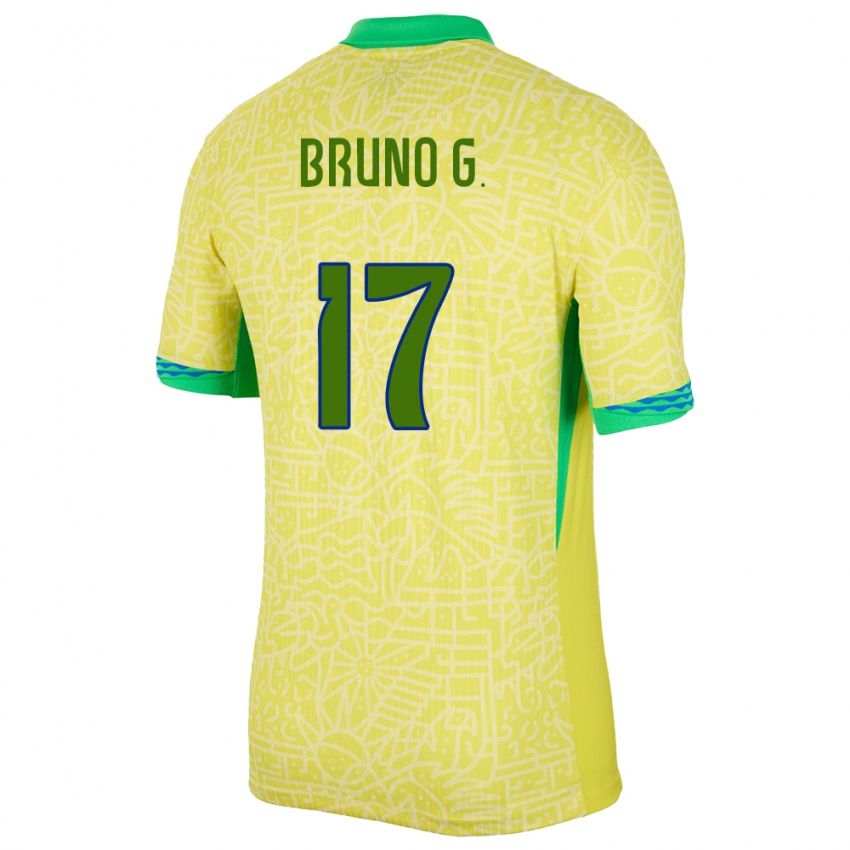Homem Camisola Brasil Bruno Guimaraes #17 Amarelo Principal 24-26 Camisa