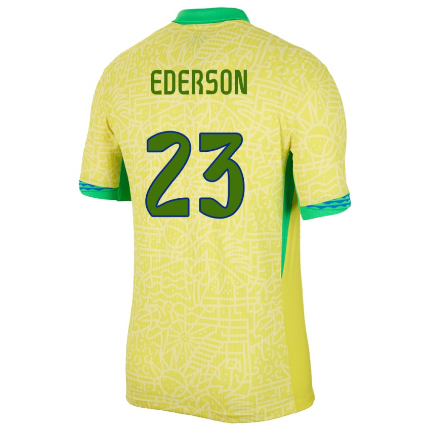 Homem Camisola Brasil Ederson #23 Amarelo Principal 24-26 Camisa