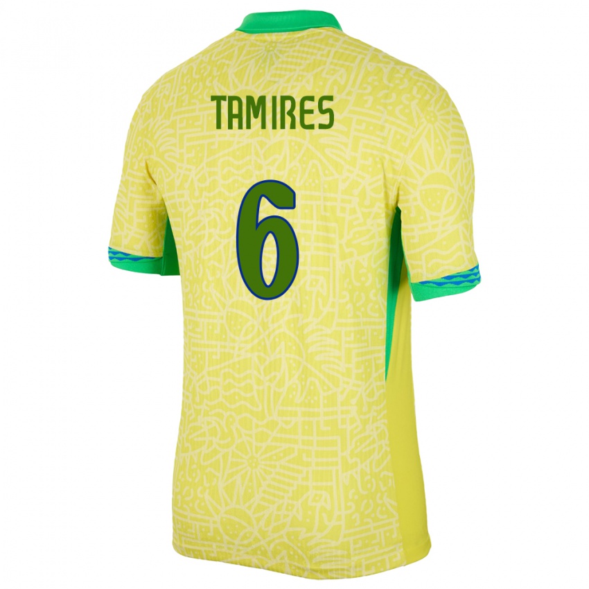 Homem Camisola Brasil Tamires #6 Amarelo Principal 24-26 Camisa