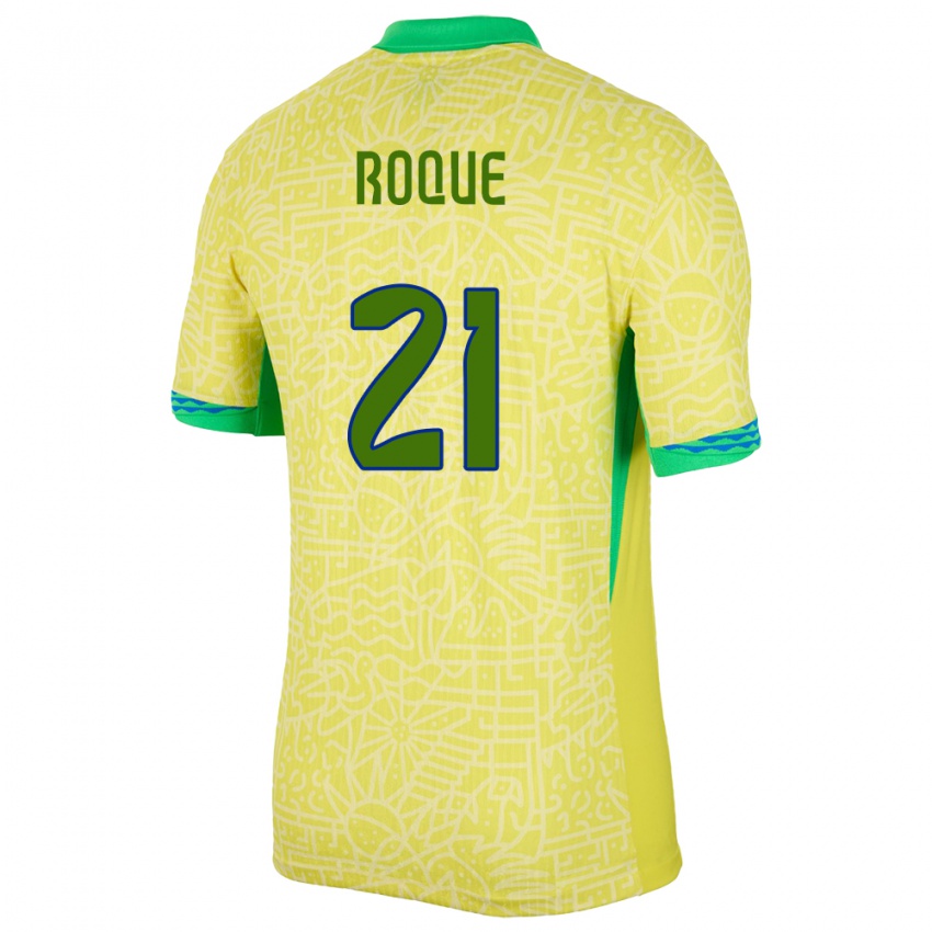 Homem Camisola Brasil Vitor Roque #21 Amarelo Principal 24-26 Camisa