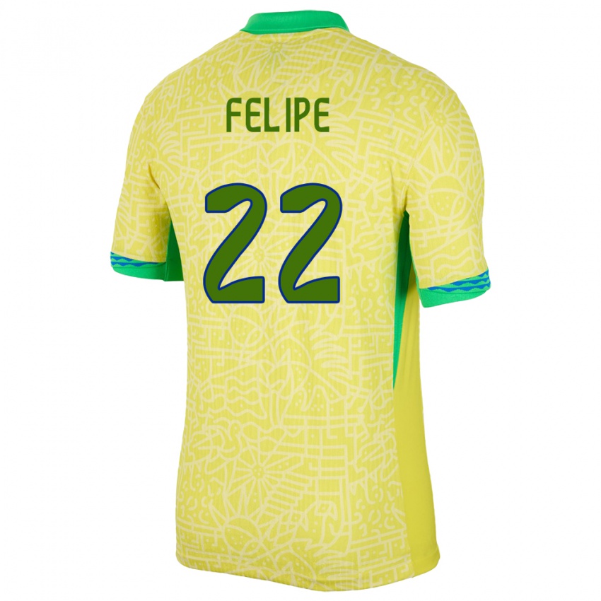 Homem Camisola Brasil Cayo Felipe #22 Amarelo Principal 24-26 Camisa