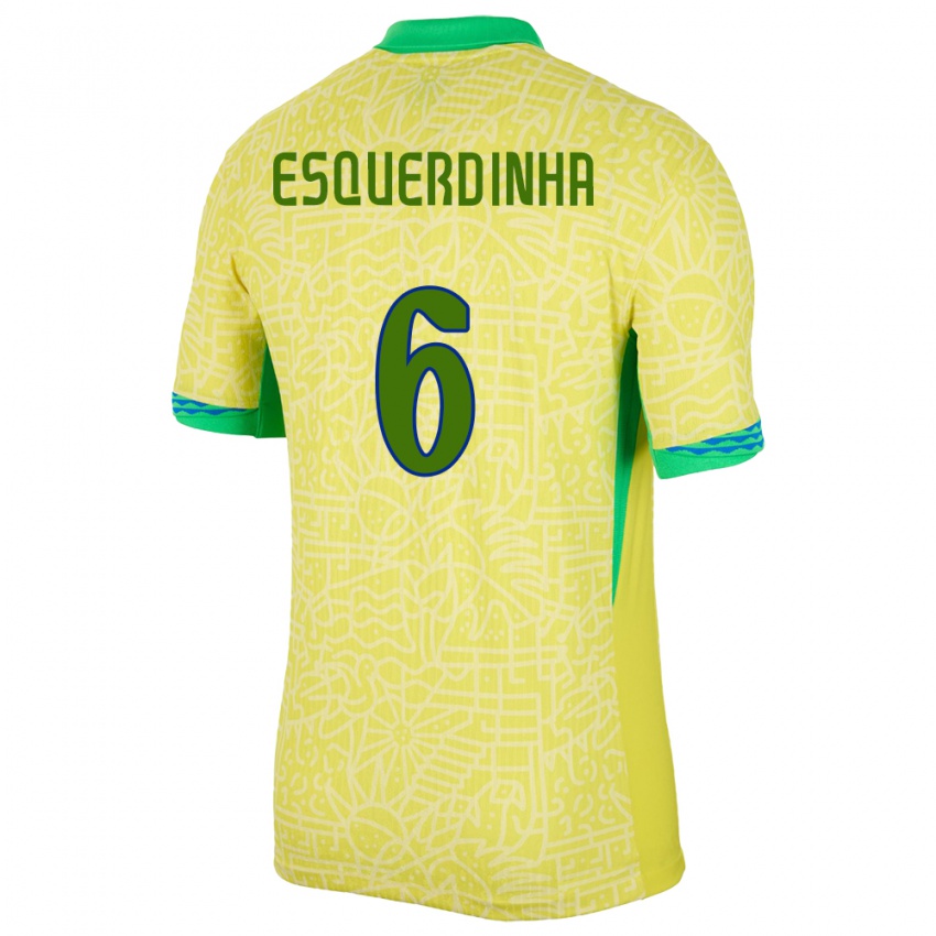 Homem Camisola Brasil Esquerdinha #6 Amarelo Principal 24-26 Camisa