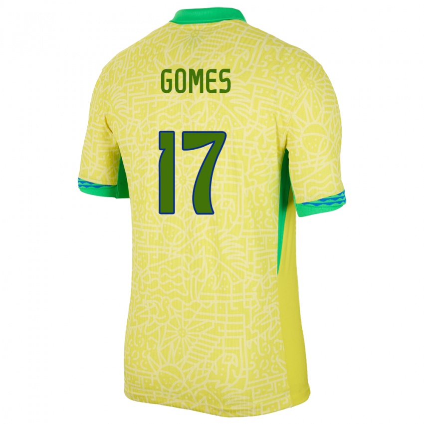 Homem Camisola Brasil William Gomes #17 Amarelo Principal 24-26 Camisa