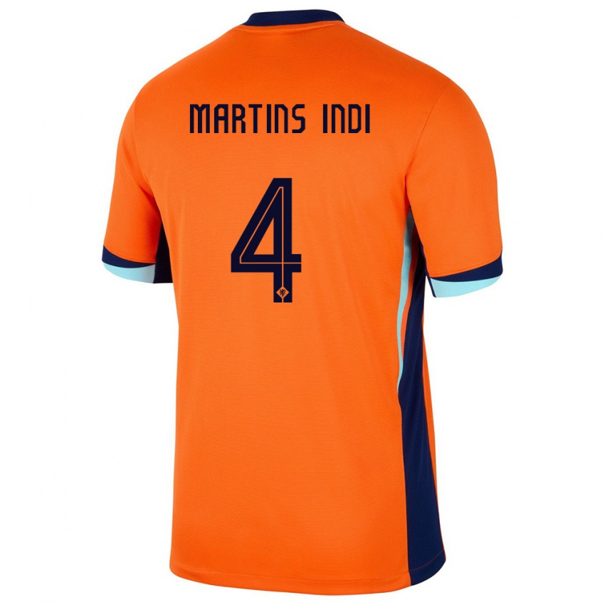 Homem Camisola Países Baixos Bruno Martins Indi #4 Laranja Principal 24-26 Camisa