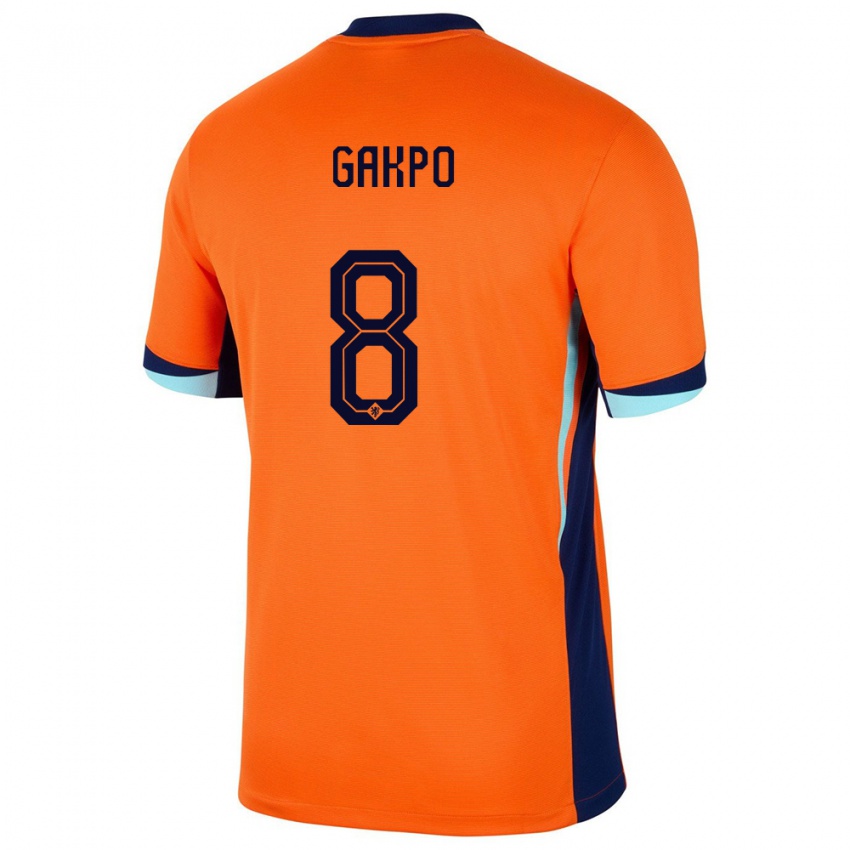 Homem Camisola Países Baixos Cody Gakpo #8 Laranja Principal 24-26 Camisa