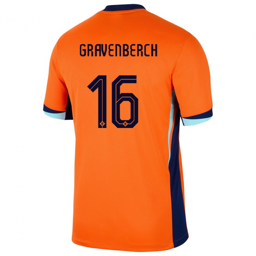Homem Camisola Países Baixos Ryan Gravenberch #16 Laranja Principal 24-26 Camisa