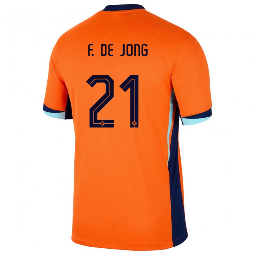 Homem Camisola Países Baixos Frenkie De Jong #21 Laranja Principal 24-26 Camisa