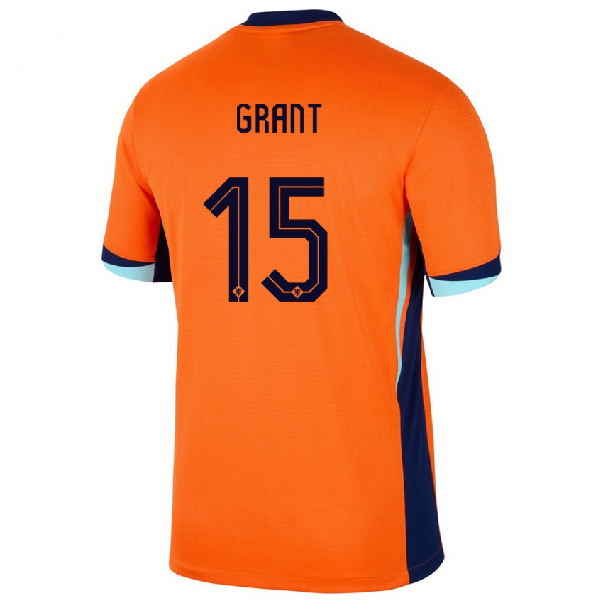 Homem Camisola Países Baixos Chasity Grant #15 Laranja Principal 24-26 Camisa