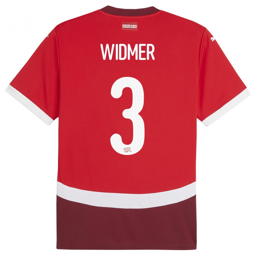 Homem Camisola Suiça Silvan Widmer #3 Vermelho Principal 24-26 Camisa