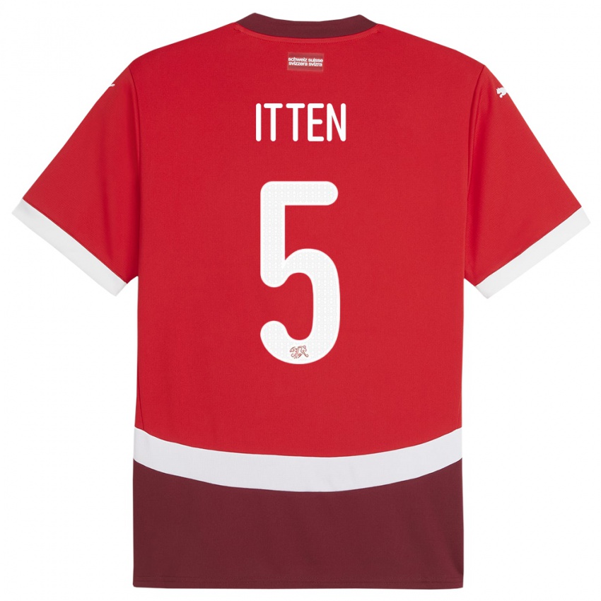 Homem Camisola Suiça Cedric Itten #5 Vermelho Principal 24-26 Camisa