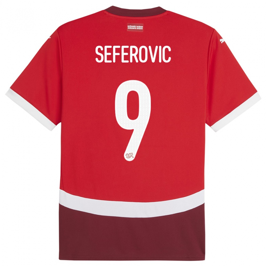 Homem Camisola Suiça Haris Seferovic #9 Vermelho Principal 24-26 Camisa