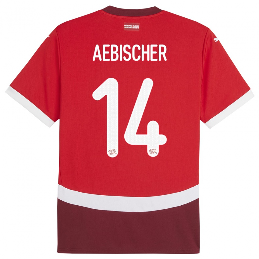 Homem Camisola Suiça Michel Aebischer #14 Vermelho Principal 24-26 Camisa