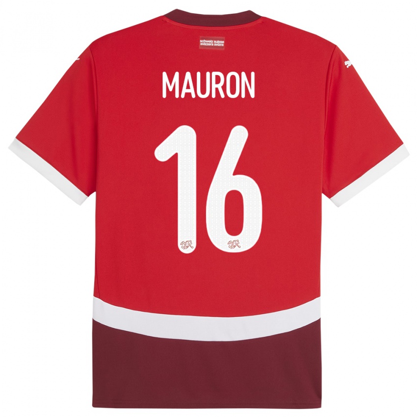 Homem Camisola Suiça Sandrine Mauron #16 Vermelho Principal 24-26 Camisa