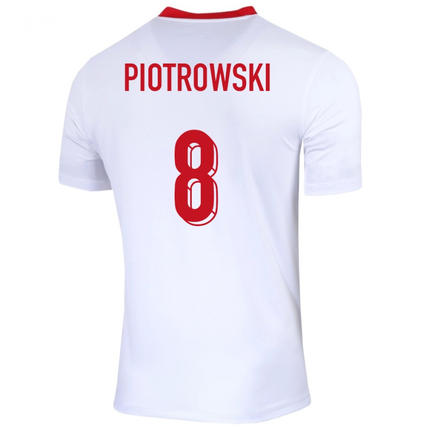 Homem Camisola Polónia Jakub Piotrowski #8 Branco Principal 24-26 Camisa