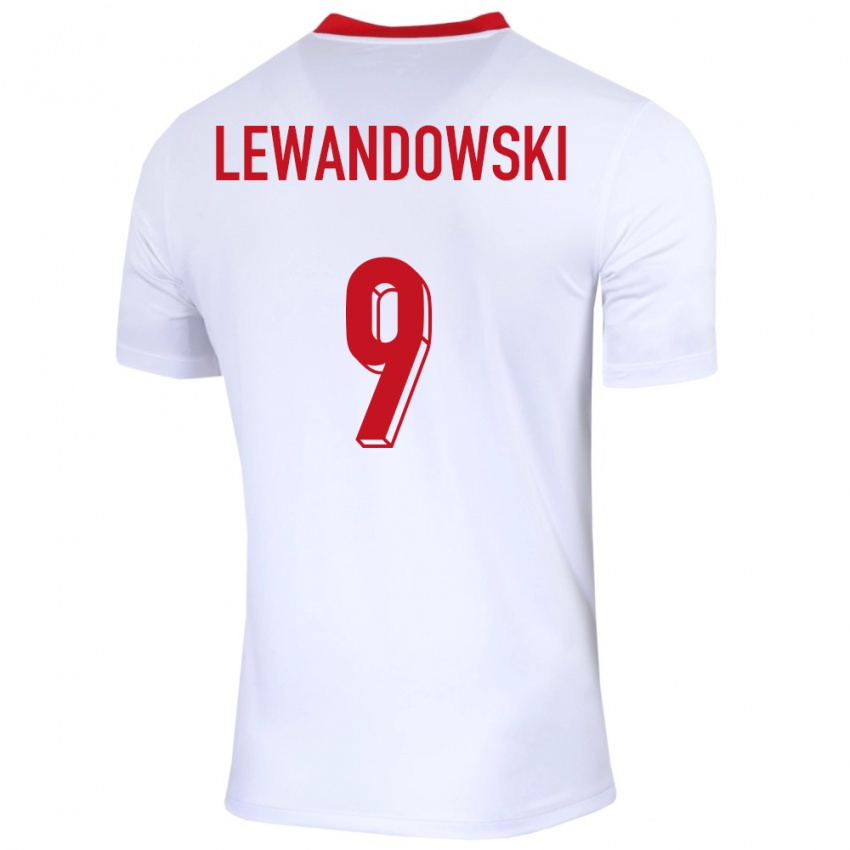 Homem Camisola Polónia Robert Lewandowski #9 Branco Principal 24-26 Camisa