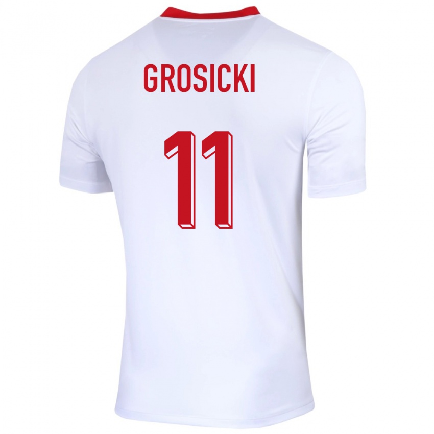 Homem Camisola Polónia Kamil Grosicki #11 Branco Principal 24-26 Camisa