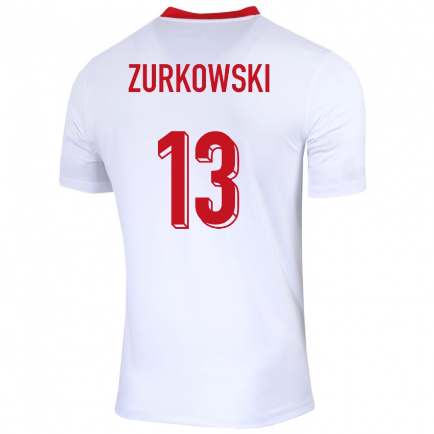 Homem Camisola Polónia Szymon Zurkowski #13 Branco Principal 24-26 Camisa