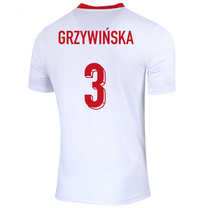Homem Camisola Polónia Gabriela Grzywinska #3 Branco Principal 24-26 Camisa