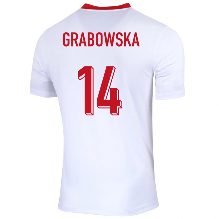 Homem Camisola Polónia Dominika Grabowska #14 Branco Principal 24-26 Camisa