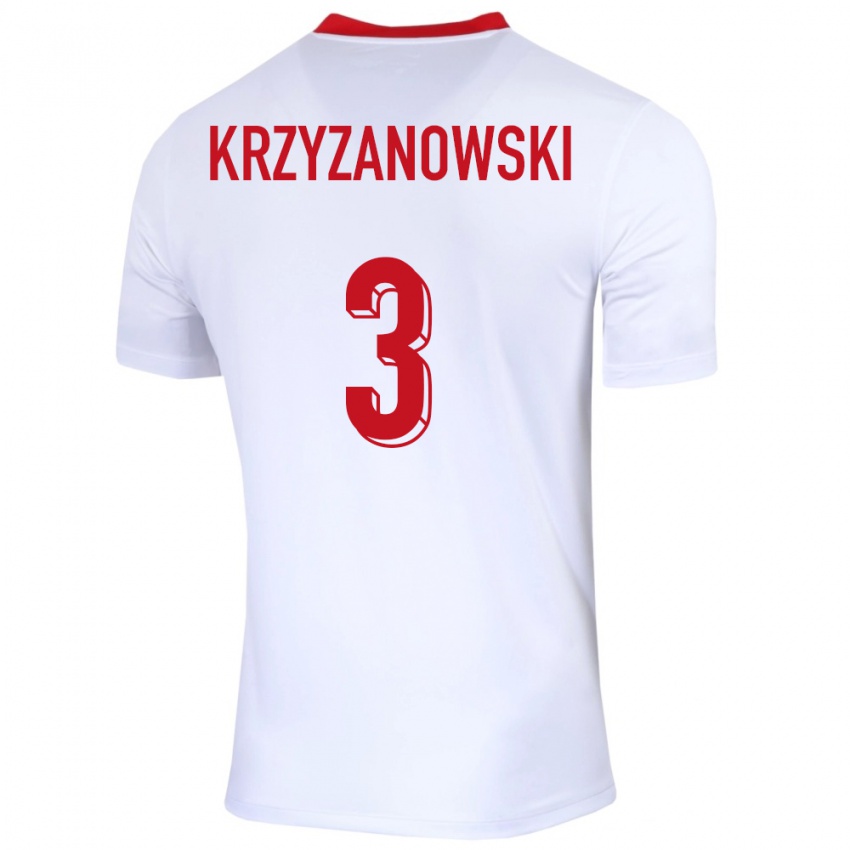 Homem Camisola Polónia Jakub Krzyzanowski #3 Branco Principal 24-26 Camisa