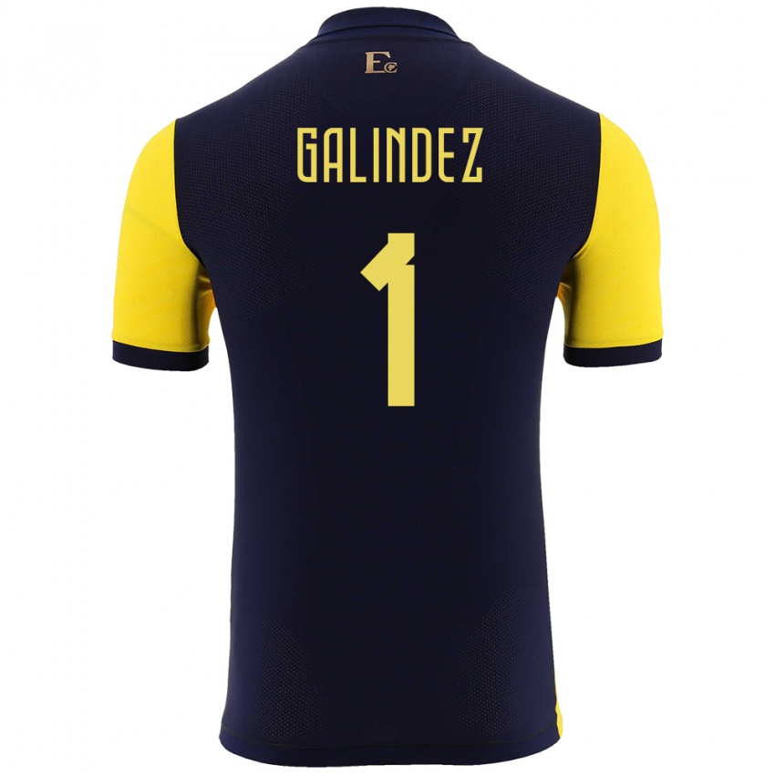 Homem Camisola Equador Hernan Galindez #1 Amarelo Principal 24-26 Camisa